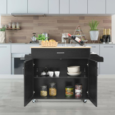 Rolling Kitchen Island Cart with Towel and Spice Rack product